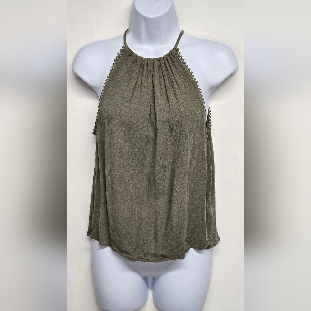 Divided H&M 6 Olive Green Racerback Top Spaghetti Straps Pillowcase Style Top